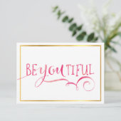 MINI INSPIRATION KAART be-you-tiful typografie roz (Staand voorkant)