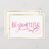 MINI INSPIRATION KAART be-you-tiful typografie roz (Voorkant / Achterkant)