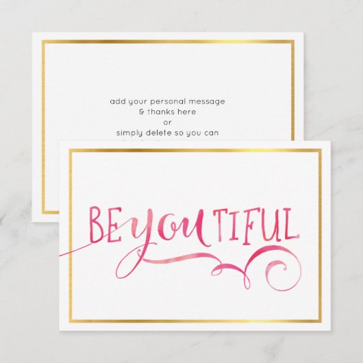 MINI INSPIRATION KAART be-you-tiful typografie roz (Voorkant / Achterkant)