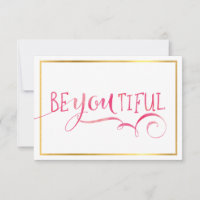MINI INSPIRATION KAART be-you-tiful typografie roz