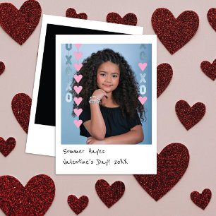 Mini Instant Foto Valentijnkaart   Blauw & Roze Notitiekaartje