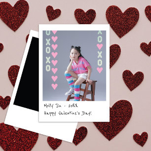 Mini Instant Foto Valentijnkaart Roze & Zilver Notitiekaartje