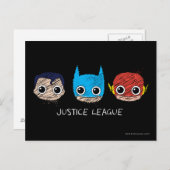 Mini Justice League Head Sketch Briefkaart (Voorkant / Achterkant)