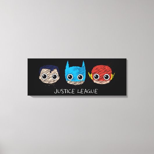 Mini Justice League Head Sketch Canvas Afdruk (Voorkant)