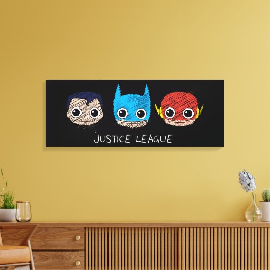 Mini Justice League Head Sketch Canvas Afdruk (Insitu (Woonkamer))
