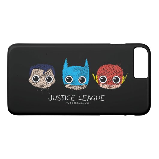 Mini Justice League Head Sketch Case-Mate iPhone Case (Achterkant (Horizontaal))