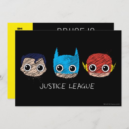 Mini Justice League Head Sketch Kaart (Voorkant / Achterkant)