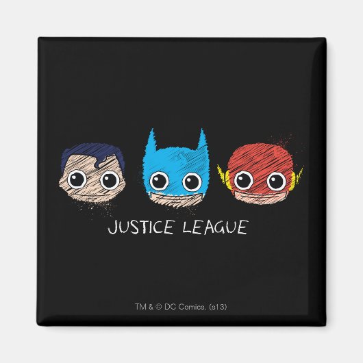 Mini Justice League Head Sketch Magneet (Voorkant)
