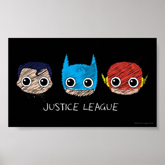 Mini Justice League Head Sketch Poster (Voorkant)