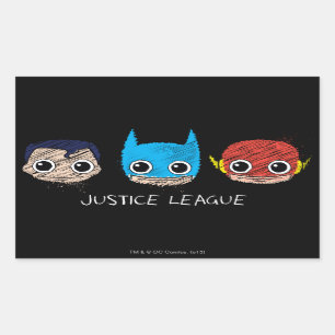 Mini Justice League Head Sketch Rechthoekige Sticker