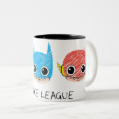 Mini Justice League Head Sketch Tweekleurige Koffiemok (Voorkant rechts)