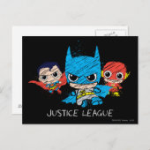 Mini Justice League Sketch Briefkaart (Voorkant / Achterkant)
