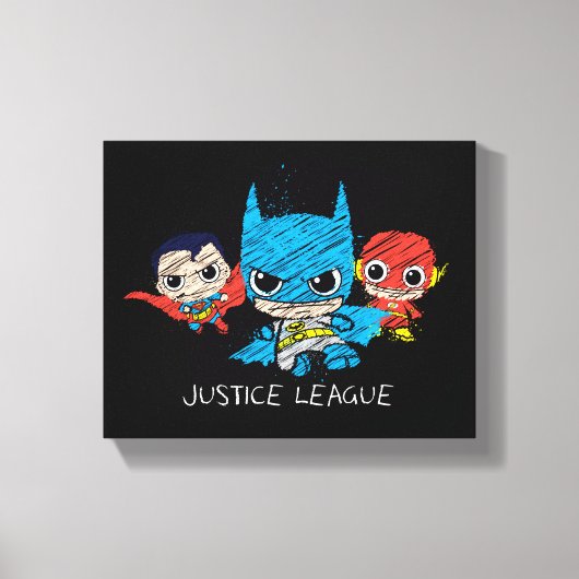 Mini Justice League Sketch Canvas Afdruk (Voorkant)