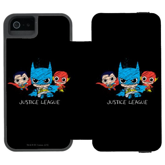 Mini Justice League Sketch Incipio iPhone Portemonnee Hoesje (Agenda Open)