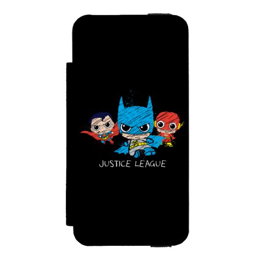 Mini Justice League Sketch Incipio iPhone Portemonnee Hoesje (Voorkant Agenda)