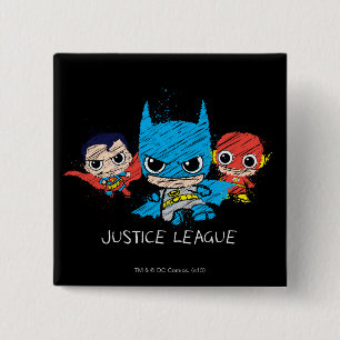 Mini Justice League Sketch Vierkante Button 5,1 Cm