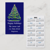 Mini-kaarten met kerstboom en agenda op achterzijd visitekaartje (Voorkant / Achterkant)