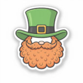 Mini Kabouter Groene Hoed Oranje Baard St Patrick Sticker (Voorkant)