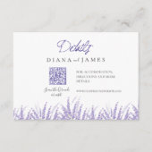 Mini kalligrafie Details QR Code Lavendel Wedding Informatiekaartje (Voorkant)