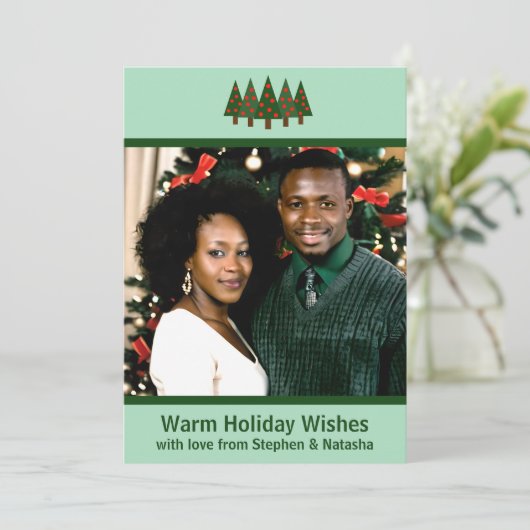 Mini Kerstbos Foto Vakantie Kaart (Staand voorkant)