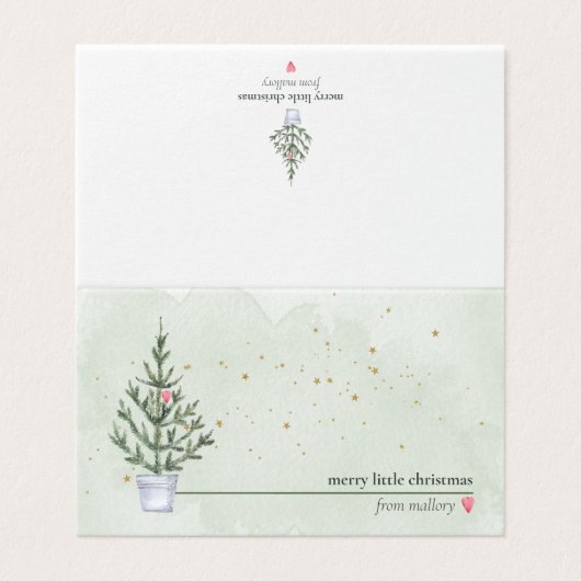 Mini Kerstbriefkaarten met Jouw naam Visitekaartje (Buitenkant ongevouwen)