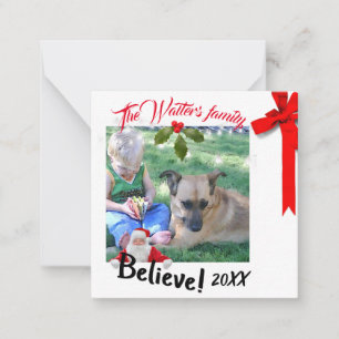 Mini-kerstfoto met kerstkaart notitiekaartje