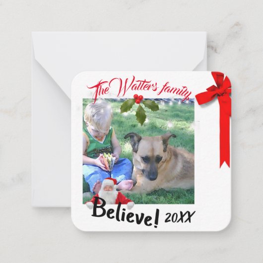 Mini-kerstfoto met Santa Kaarten Notitiekaartje (Voorkant)