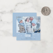 MINI-kerstman Foto Blue Holiday Notitiekaartje (Voorkant / Achterkant in situ)