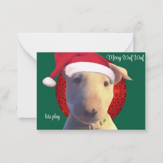 mini kerstman wuf wuf notitiekaartje (Voorkant)