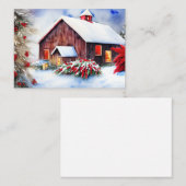 Mini-kerstmis met een budget voor Barn en sneeuw Notitiekaartje (Voorkant / Achterkant)