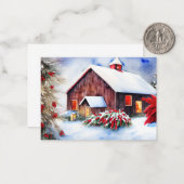 Mini-kerstmis met een budget voor Barn en sneeuw Notitiekaartje (Voorkant / Achterkant in situ)
