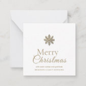 Mini Kerstmis Wit Goud Sneeuwvlok Notitiekaartje (Voorkant)
