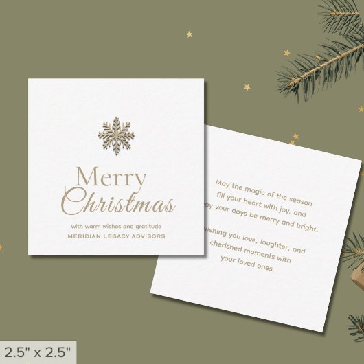 Mini Kerstmis Wit Goud Sneeuwvlok Notitiekaartje