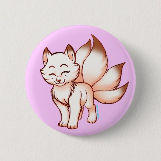 Mini kitsune botton ronde button 5,7 cm (Voorkant)