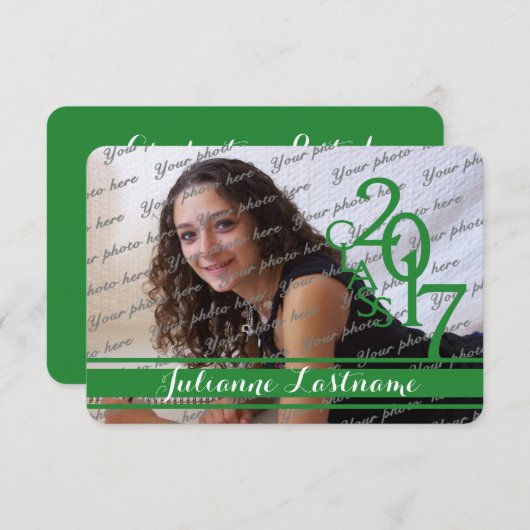 Mini Klasse van 2017 Foto Varsity Green Kaart (Voorkant / Achterkant)