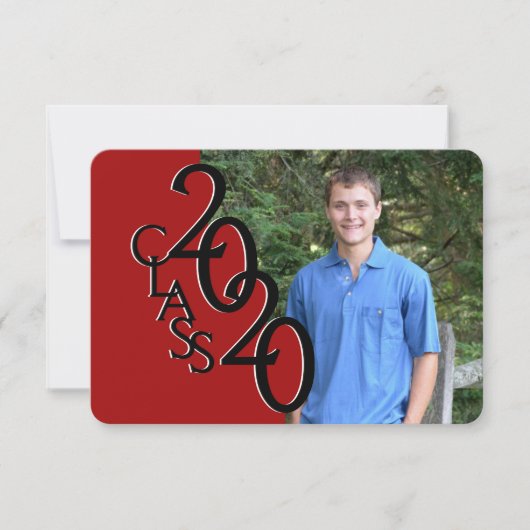 Mini Klasse van 2020 Rode Foto Afstuderen Kaart (Voorkant)