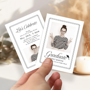 Mini Klassieke Omlijst Script Foto Grad uitnodigin Informatiekaartje