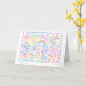 mini kleur één lijn kaart (Gele Bloem)