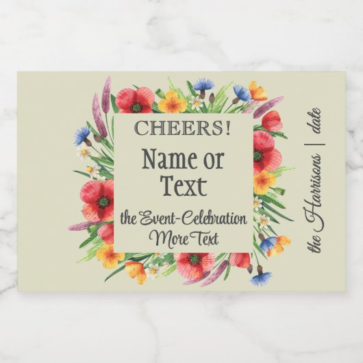 Mini Kleurrijke Waterverf Wildflower Likeurfles Etiket (Enkel label)