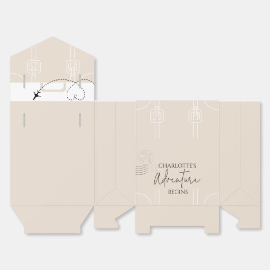 Mini koffer reisavontuur begint met Afstuderen Bedankdoosjes (Ongevouwen)