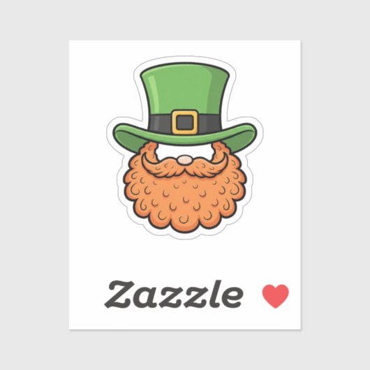 Mini Leprechaun Green Hat Orange Beard St Patrick Sticker (Vel)