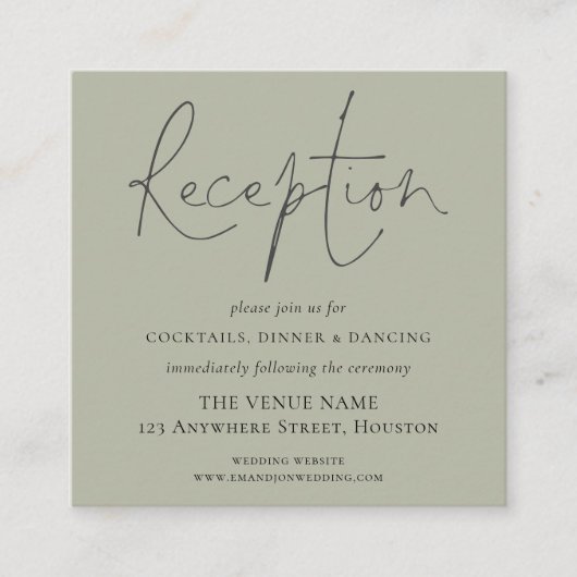 MINI Light Sage Weddenschappen Reception Details Informatiekaartje (Voorkant)