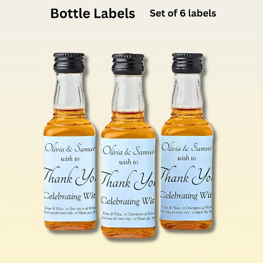 Mini Liquor Fles Etiketten - Blauwe pioen