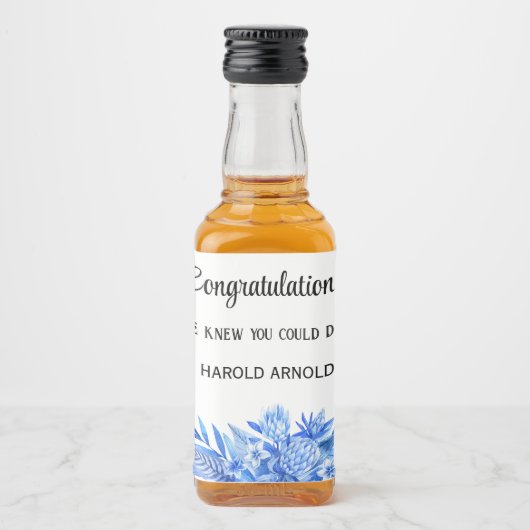 Mini Liquor Fles Gefeliciteerd Cobalt Blue 10 Likeurfles Etiket (Voorkant)
