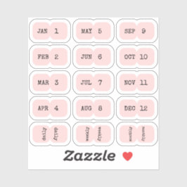 Mini Maandelijkse Index Tabs Pagina Scheider Roze  Sticker