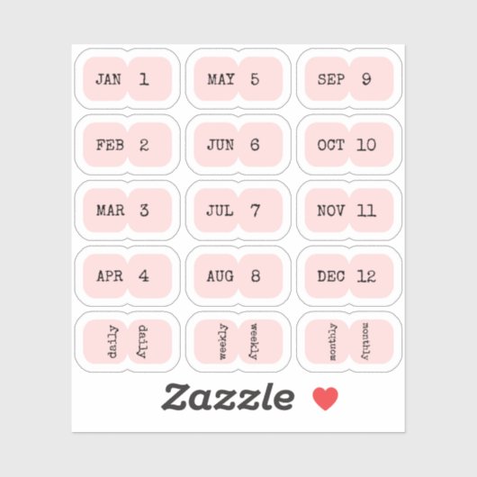 Mini Maandelijkse Index Tabs Pagina Scheider Roze Sticker (Vel)