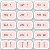 Mini Maandelijkse Index Tabs Pagina Scheider Roze Sticker (Voorkant)