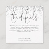 MINI MAAT Bruiloft Details Script Zilveren Glitter Informatiekaartje (Voorkant)