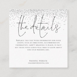 MINI MAAT Bruiloft Details Script Zilveren Glitter Informatiekaartje