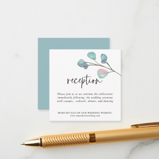 MINI MAAT Eucalyptus Bruiloft Receptie Details Informatiekaartje (Voorkant / Achterkant in situ)